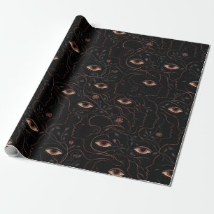 Dark Botanical Faces Wrapping Paper