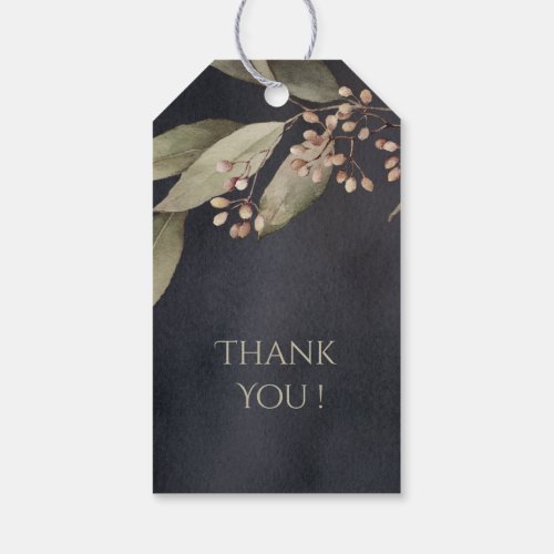 Dark botanical greenery vintage rustic couple gift gift tags