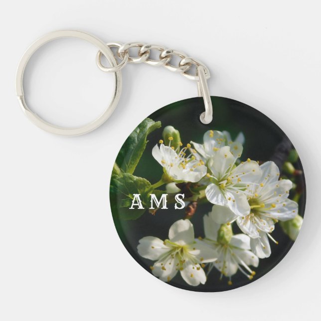 Dark Botanical Honey Bee & Plum Blossom Keychain (Front)