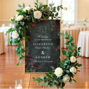 Dark Botanical Wedding Aesthetic Foam Board