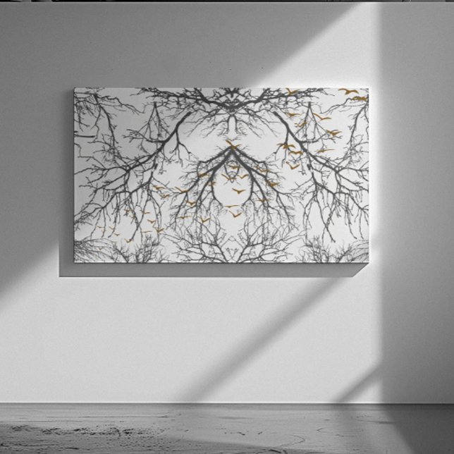 Dark braches and trees with golden birds canvas print (Creator Uploaded)