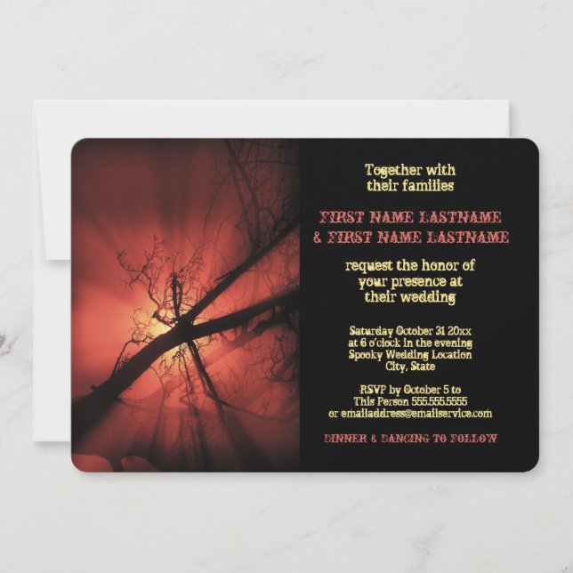 Dark Branches Wedding Invitation (Front)