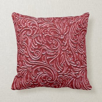 Dark Brick Red Vintage Tin Tile Look Rustic Home Throw Pillow by TimelessManePatterns at Zazzle