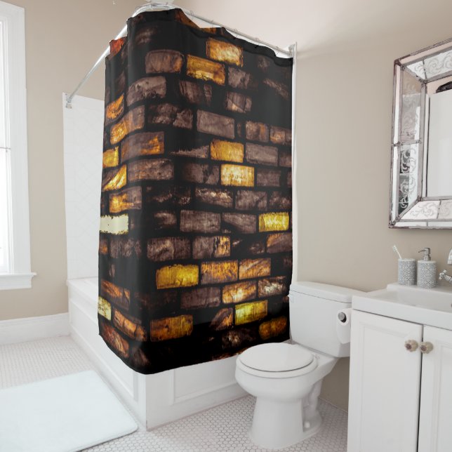 Dark Bricks Shower Curtain (In Situ)