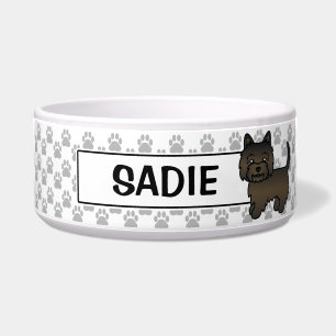 Dark Brindle Cairn Terrier Cartoon Dog Bowl