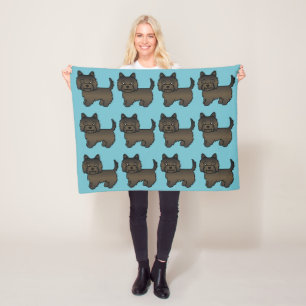 Dark Brindle Cairn Terrier Cartoon Dog Fleece Blanket