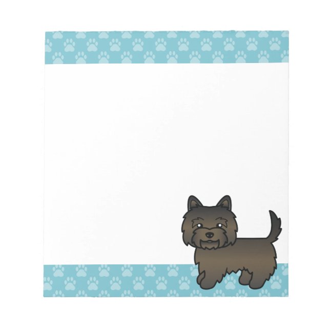 Dark Brindle Cairn Terrier Cartoon Dog Notepad (Front)