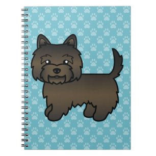 Dark Brindle Cairn Terrier Cartoon Dog On Blue Notebook