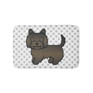 Dark Brindle Cairn Terrier Cute Cartoon Dog Bath Mat