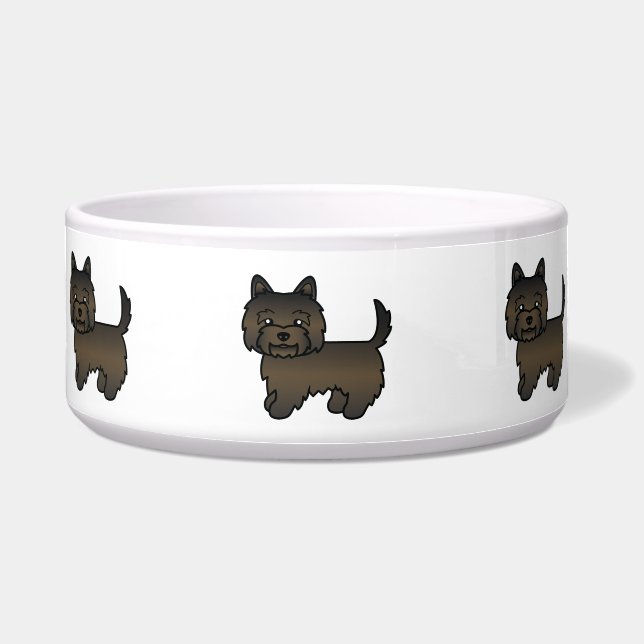 Dark Brindle Cairn Terrier Cute Cartoon Dog Bowl (Front)