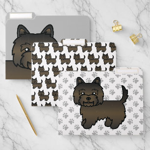 Dark Brindle Cairn Terrier Cute Cartoon Dog File Folder