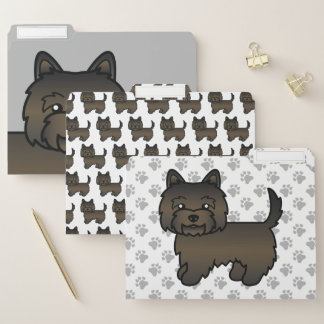 Dark Brindle Cairn Terrier Cute Cartoon Dog File Folder