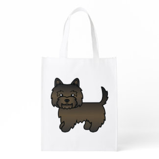 Dark Brindle Cairn Terrier Cute Cartoon Dog Grocery Bag