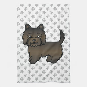 Dark Brindle Cairn Terrier Cute Cartoon Dog Kitchen Towel