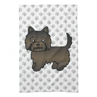 Dark Brindle Cairn Terrier Cute Cartoon Dog Kitchen Towel
