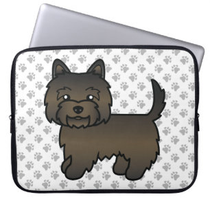 Dark Brindle Cairn Terrier Cute Cartoon Dog Laptop Sleeve