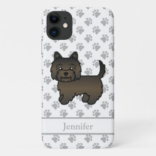Dark Brindle Cairn Terrier Cute Cartoon Dog & Name iPhone 11 Case