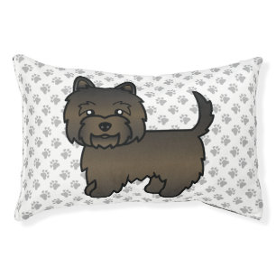 Dark Brindle Cairn Terrier Cute Cartoon Dog & Paws Pet Bed