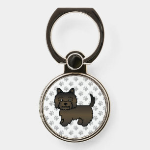 Dark Brindle Cairn Terrier Cute Cartoon Dog Phone Ring Stand