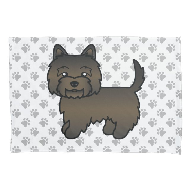 Dark Brindle Cairn Terrier Cute Cartoon Dog Pillow Case (Front)