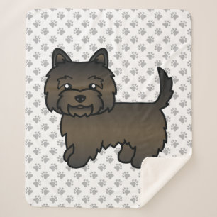 Dark Brindle Cairn Terrier Cute Cartoon Dog Sherpa Blanket
