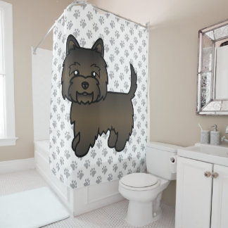 Dark Brindle Cairn Terrier Cute Cartoon Dog Shower Curtain
