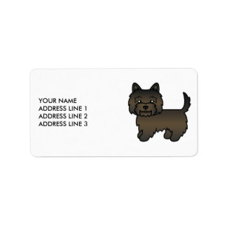 Dark Brindle Cairn Terrier Cute Cartoon Dog &amp; Text Label