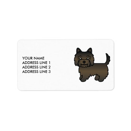 Dark Brindle Cairn Terrier Cute Cartoon Dog  Text Label