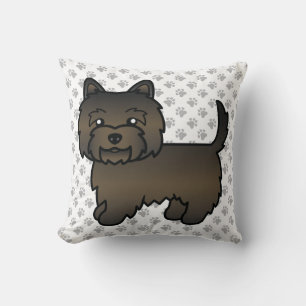 Dark Brindle Cairn Terrier Cute Cartoon Dog Throw Pillow