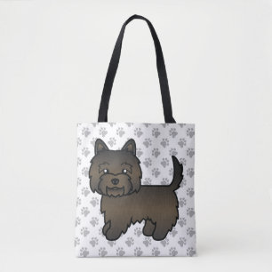 Dark Brindle Cairn Terrier Cute Cartoon Dog Tote Bag