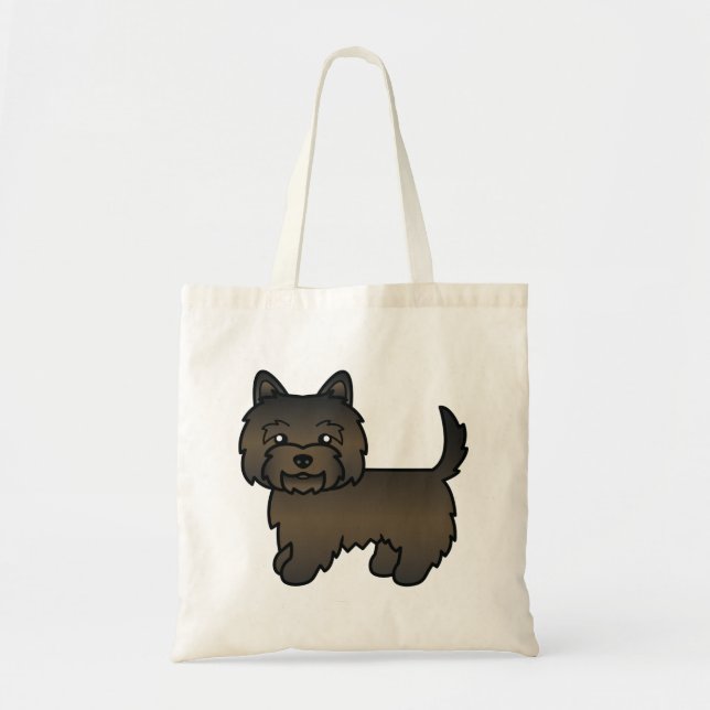 Dark Brindle Cairn Terrier Cute Cartoon Dog Tote Bag (Front)