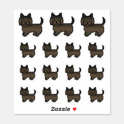 Dark Brindle Cairn Terrier Cute Cartoon Dogs Sticker