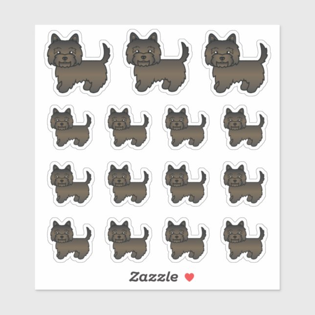 Dark Brindle Cairn Terrier Cute Cartoon Dogs Sticker (Sheet)