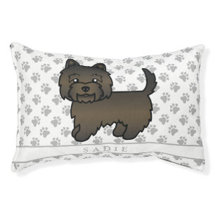 Dark Brindle Cairn Terrier Cute Dog & Custom Name Pet Bed