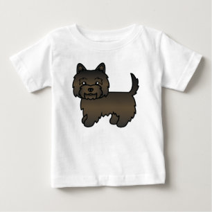 Dark Brindle Cairn Terrier Dog Caricature Artwork Baby T-Shirt