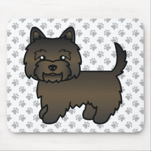 Dark Brindle Cairn Terrier Dog Illustration & Paws Mouse Pad