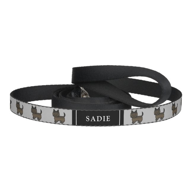 Dark Brindle Cairn Terrier Dogs & Pet's Own Name Pet Leash (Handle)