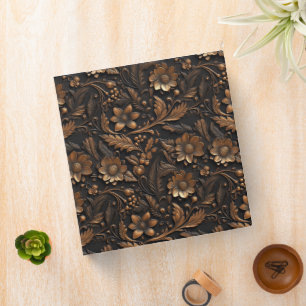 Dark Bronze Embossed Floral 3 Ring Binder