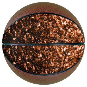Dark bronze faux glitter sparkles bling basketball