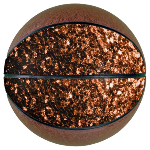 Dark bronze faux glitter sparkles bling basketball