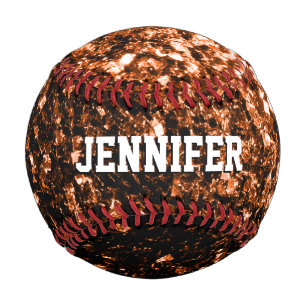Dark bronze glitter sparkles Your name Team Baseball