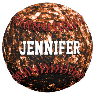 Dark bronze glitter sparkles Your name Team Softball