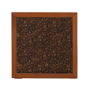 Dark Bronze Orange Glitter Desk Organizer
