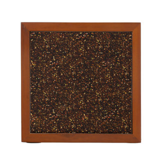 Dark Bronze Orange Glitter Desk Organizer