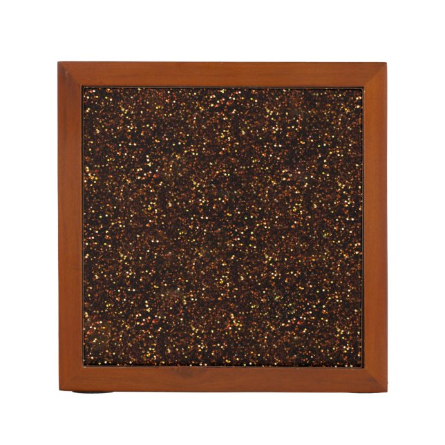 Dark Bronze Orange Glitter Desk Organizer (Front)