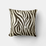 Dark Brown And Cream Zebra Pattern Throw Pillow at Zazzle