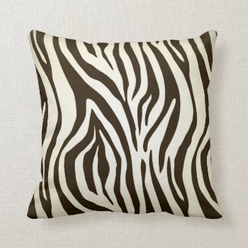 Dark Brown And Cream Zebra Pattern Throw Pillow by HomeDecoration at Zazzle