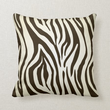 Dark Brown And Cream Zebra Pattern Throw Pillow