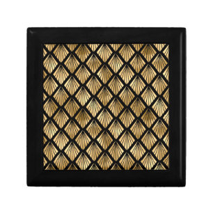Dark Brown and Gold Art Deco Patterned Gift Box