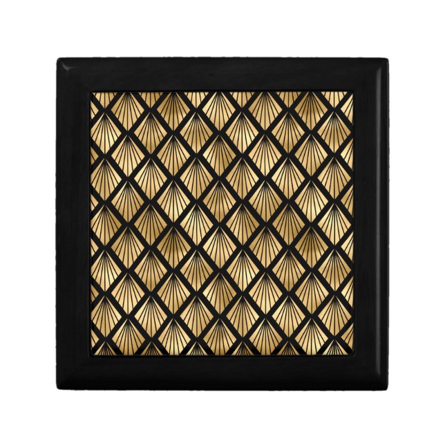 Dark Brown and Gold Art Deco Patterned Gift Box (Front)